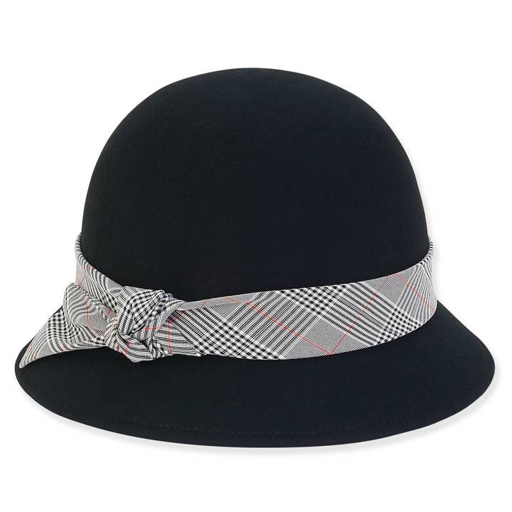 Black, Wool Felt Cloche, Brim 1.75" for wholesale by Headwear & Handbag Collections by Sun 'N' Sand