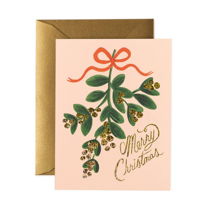Mistletoe Christmas card for wholesale by Rifle Paper Co.