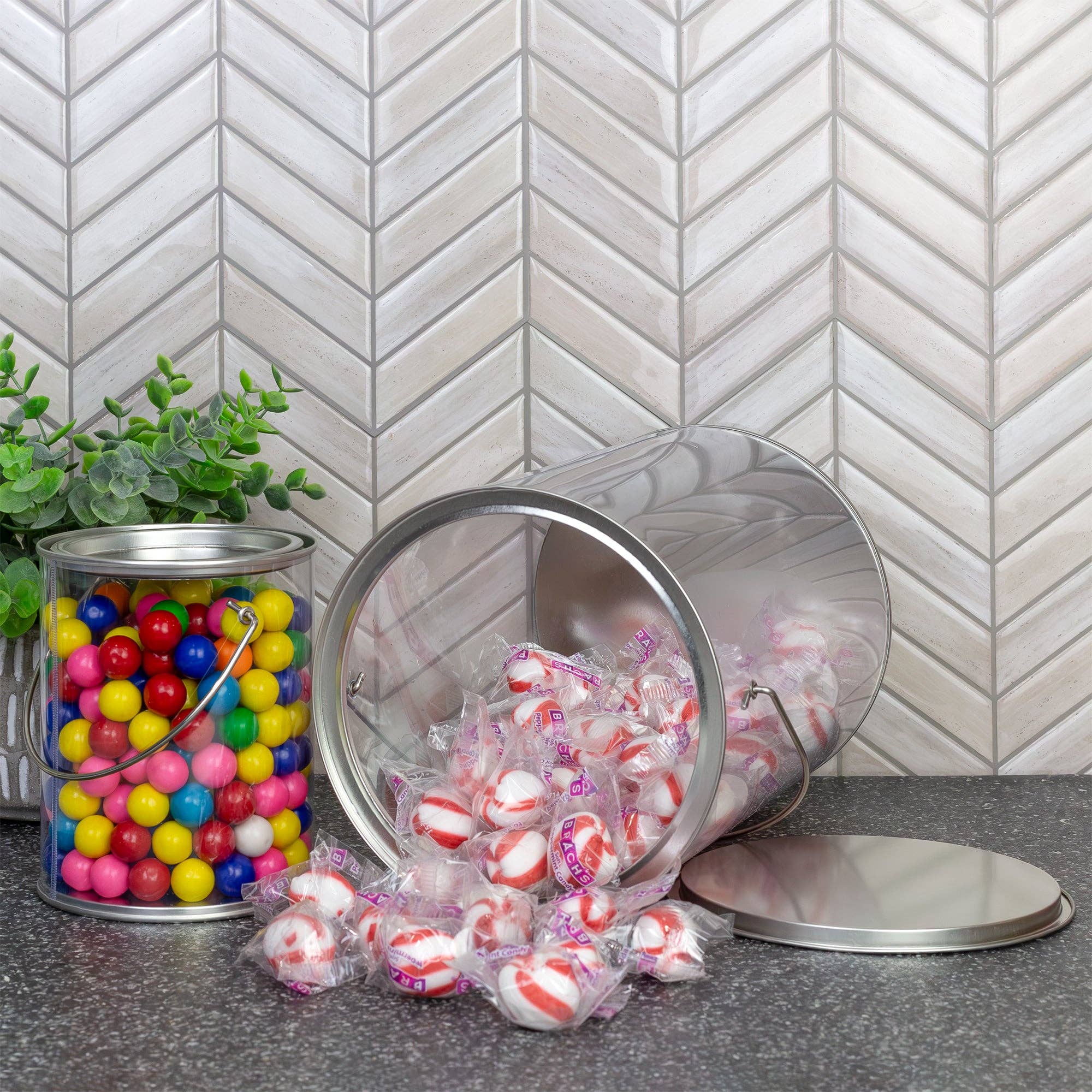 Kurated Korner – wholesale Decorative jar – Cornucopia Clear Plastic Paint Cans, 1Gal & 1qt (Set of 2)8