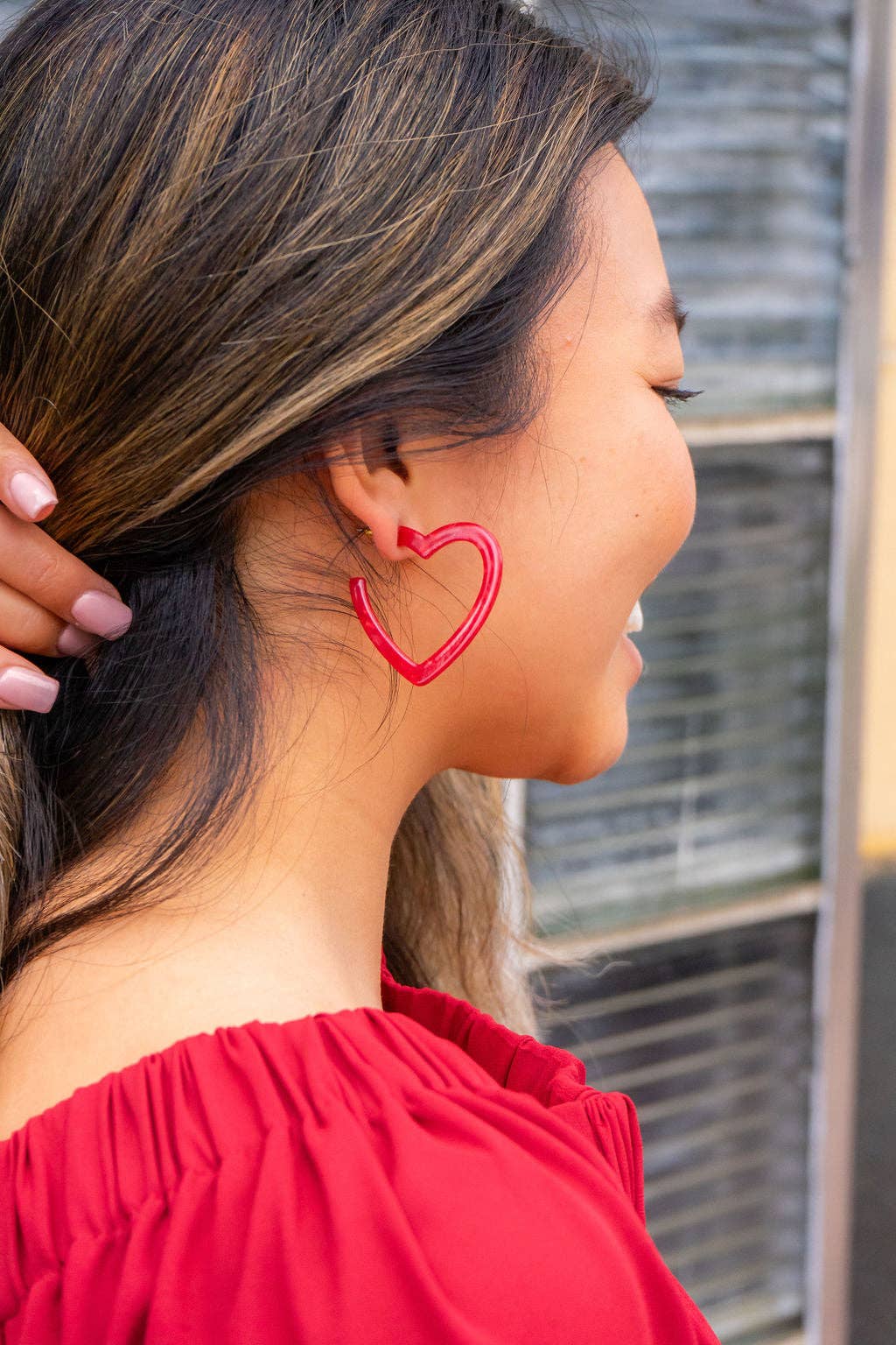 Spiffy & Splendid - Wholesale Hoop Earrings - Heart Hoops - Red // Jewelry, Earrings, Valentines1