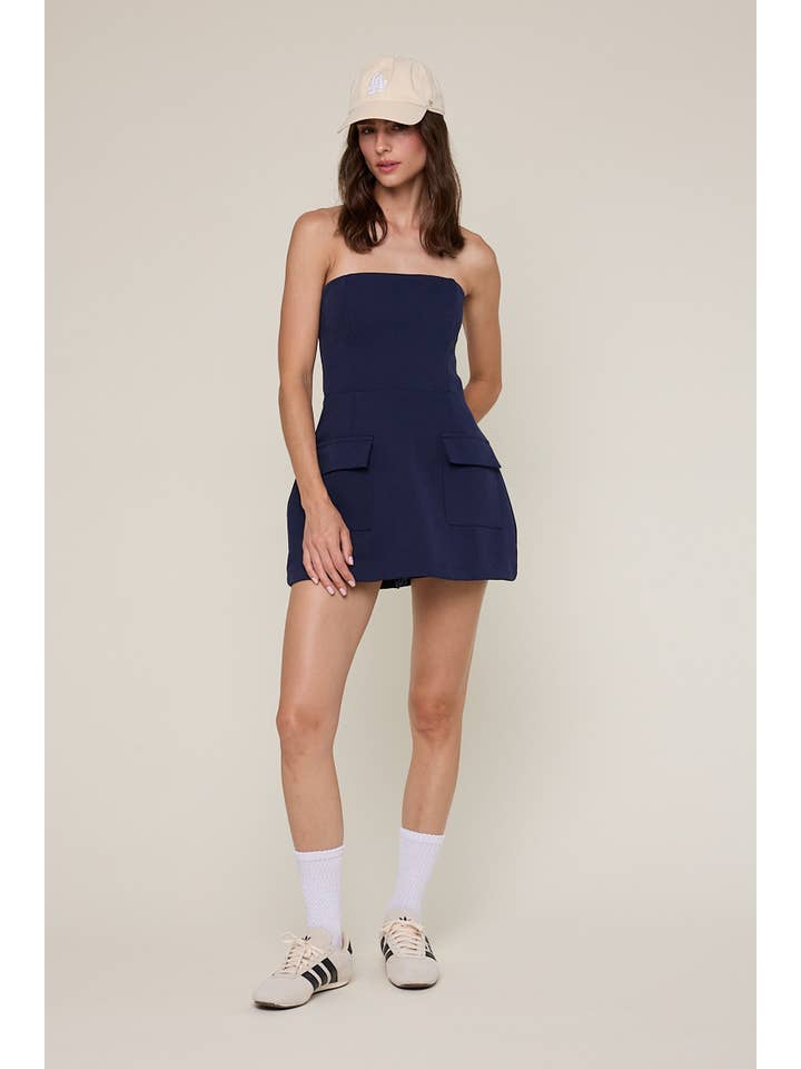 Sky to Moon - Wholesale Dress - Women's - SOLID COLOR FRONT POCKET A-LINE TUBE MINI DRESS43