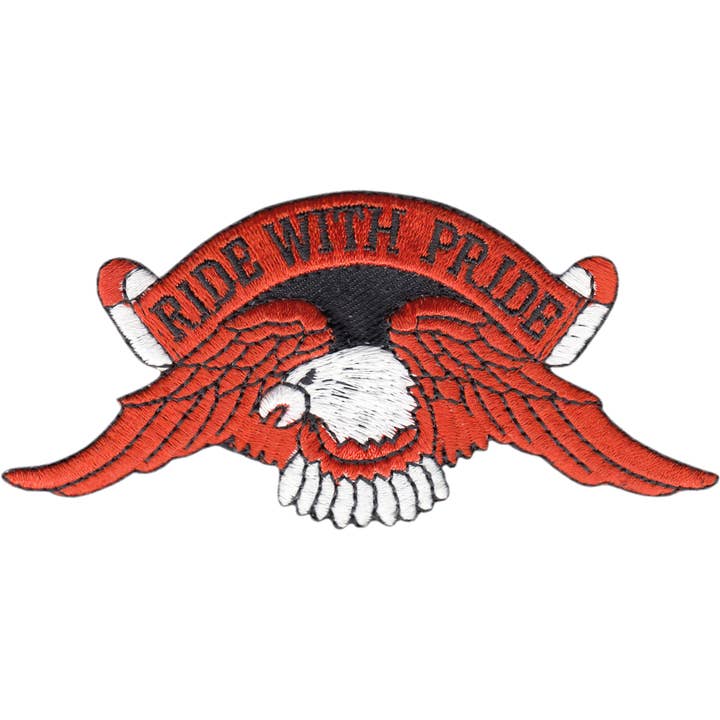 Patch - Eagle - "Ride With Pride" Banner for wholesale by Square Deal Recordings & Supplies