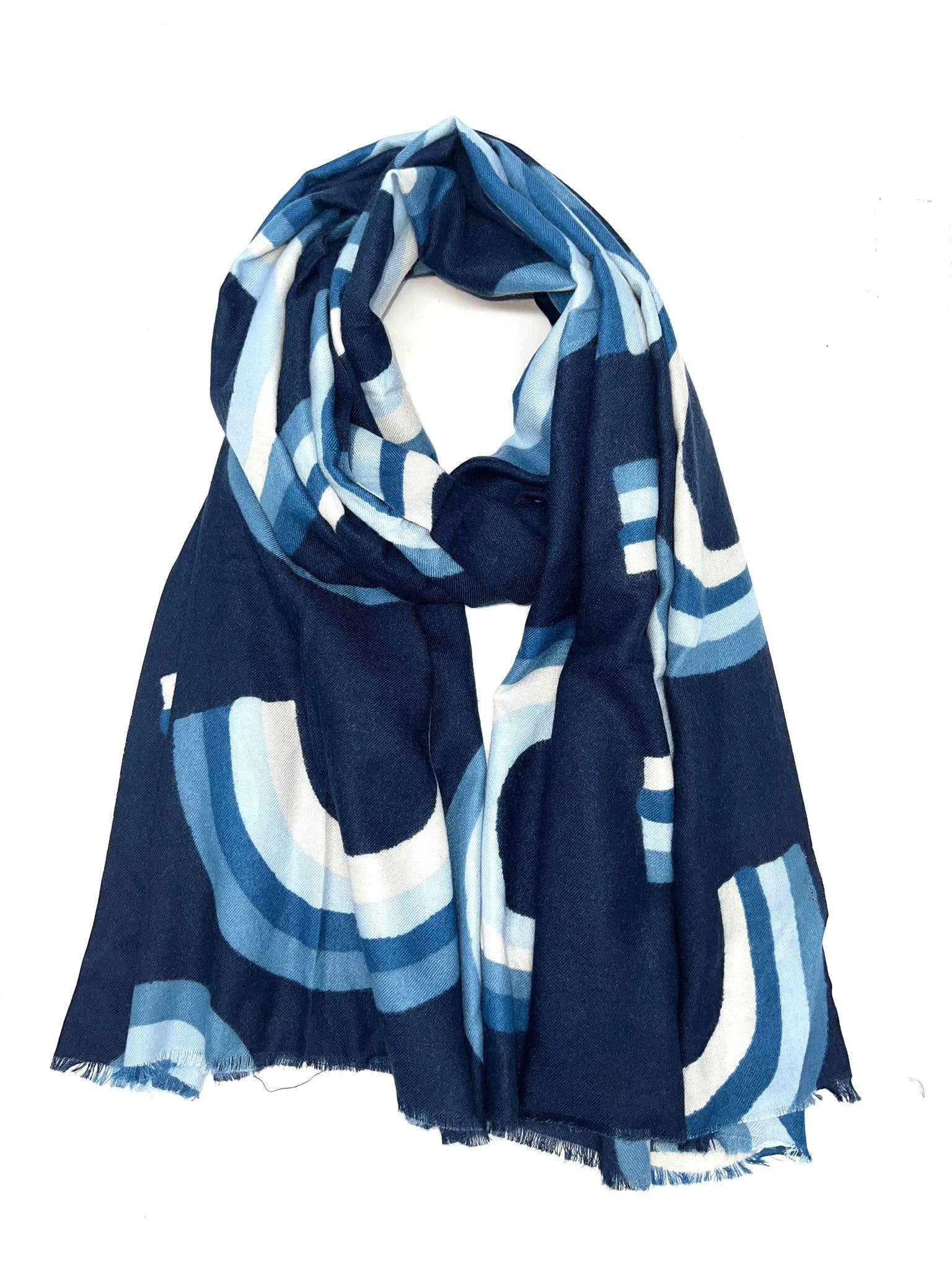 LINETA - Wholesale Scarf - Women's - LL-13 Thick scarf with geometric pattern4