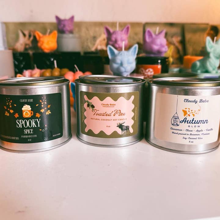 Cloudy Babe - Wholesale Travel Candles - Fall Candle Three Pack Toasted Pine Spooky Spice Autumn Glow