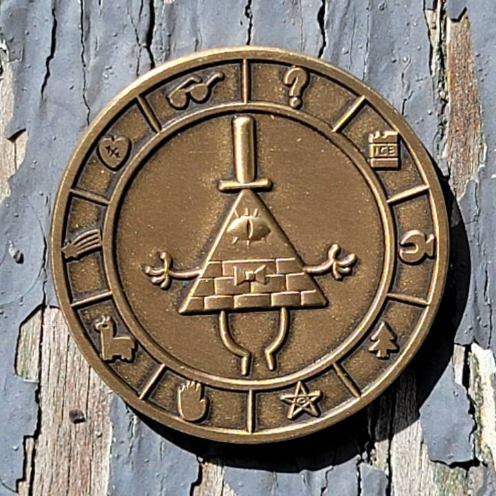 Quarter Press - Wholesale Keepsake Coin/Token - Bill Cipher Antique Gold Coin! Two-Sided0