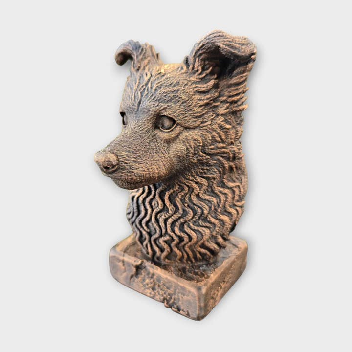 Busto de estátua de cão Pumi - ornamento pintado à mão para amantes de cães, decoração para casa por atacado de 3DijkstraFinds