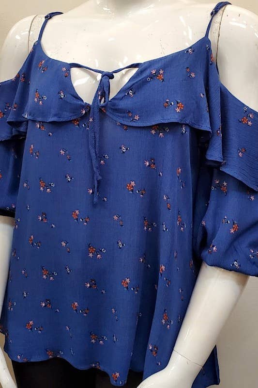 Curve Market - Wholesale Blouse - Women's - PLUS SIZE FLORAL COLD SHOULDER TOP2
