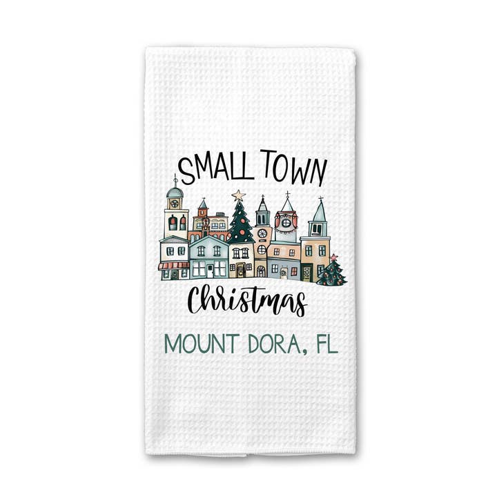 City State Custom Small Town Christmas Kitchen Home Towel for wholesale by Canary Road