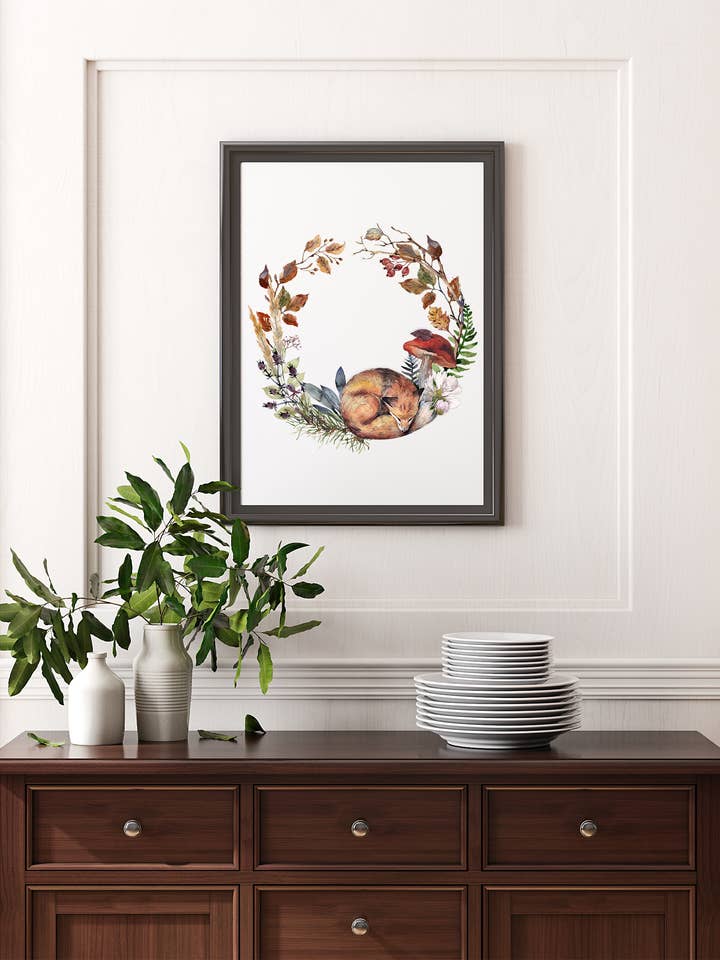 Impresión en acuarela Autumn Fox para venta al por mayor de Homemade Hollydays Wholesale