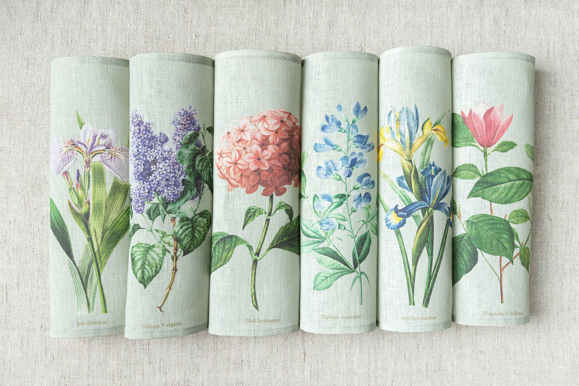 Suisse Maison de Lin - Wholesale Dinner & Cloth Napkin - Variety of Botanical Handmade Linen Napkins (Set of 6)2