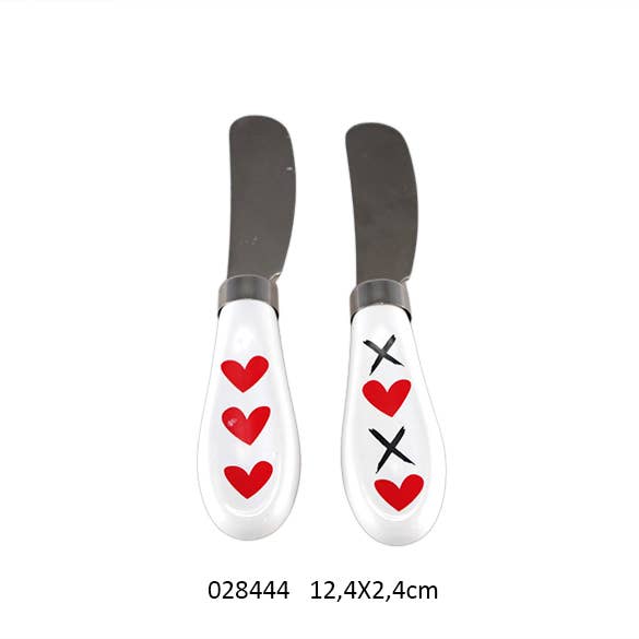 Set of 2 Butter Knives in Kraft Box 'Love Is' 12.4 x 2.4 cm for wholesale by Faye
