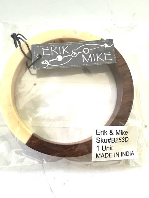 Erik & Mike - Wholesale Bangle Bracelet - Ivory resin and wood bangle 5/16" wide2