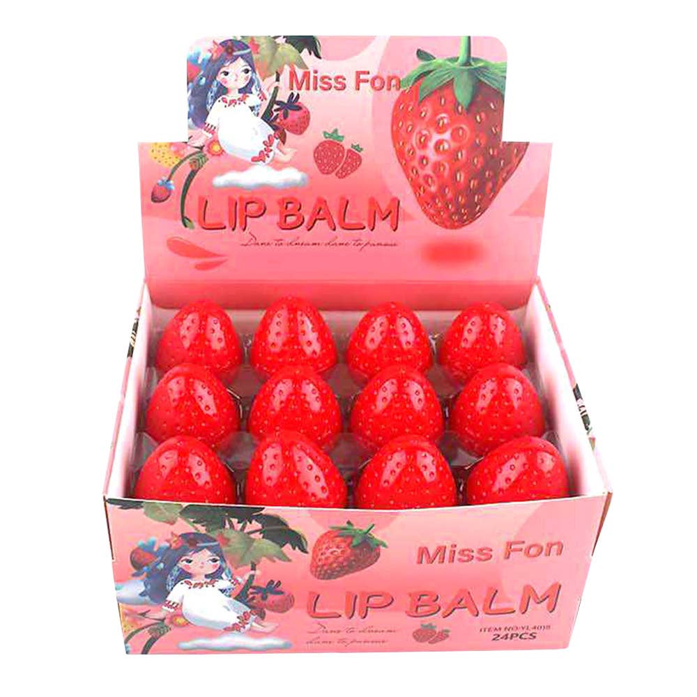 Sensibling Corp. - Vendita all'ingrosso Set di burro di cacao - 24 pezzi - Balsami labbra alla fragola1