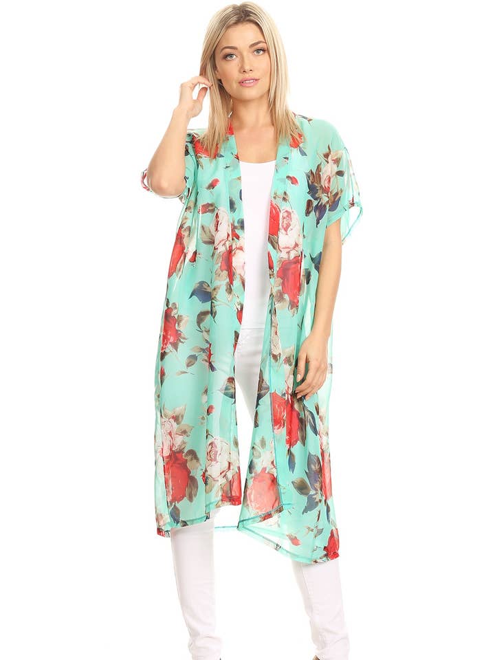 Kimono mit Blumendruck 5117 für den Großhandel von DESHENG ENTERPRISE