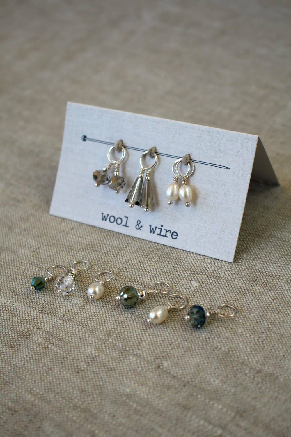 NNK Press - Wholesale Knitting/Crochet Supplies - Wool & Wire: Mini Crystal & Pearl Stitch Markers (Set of 6)0
