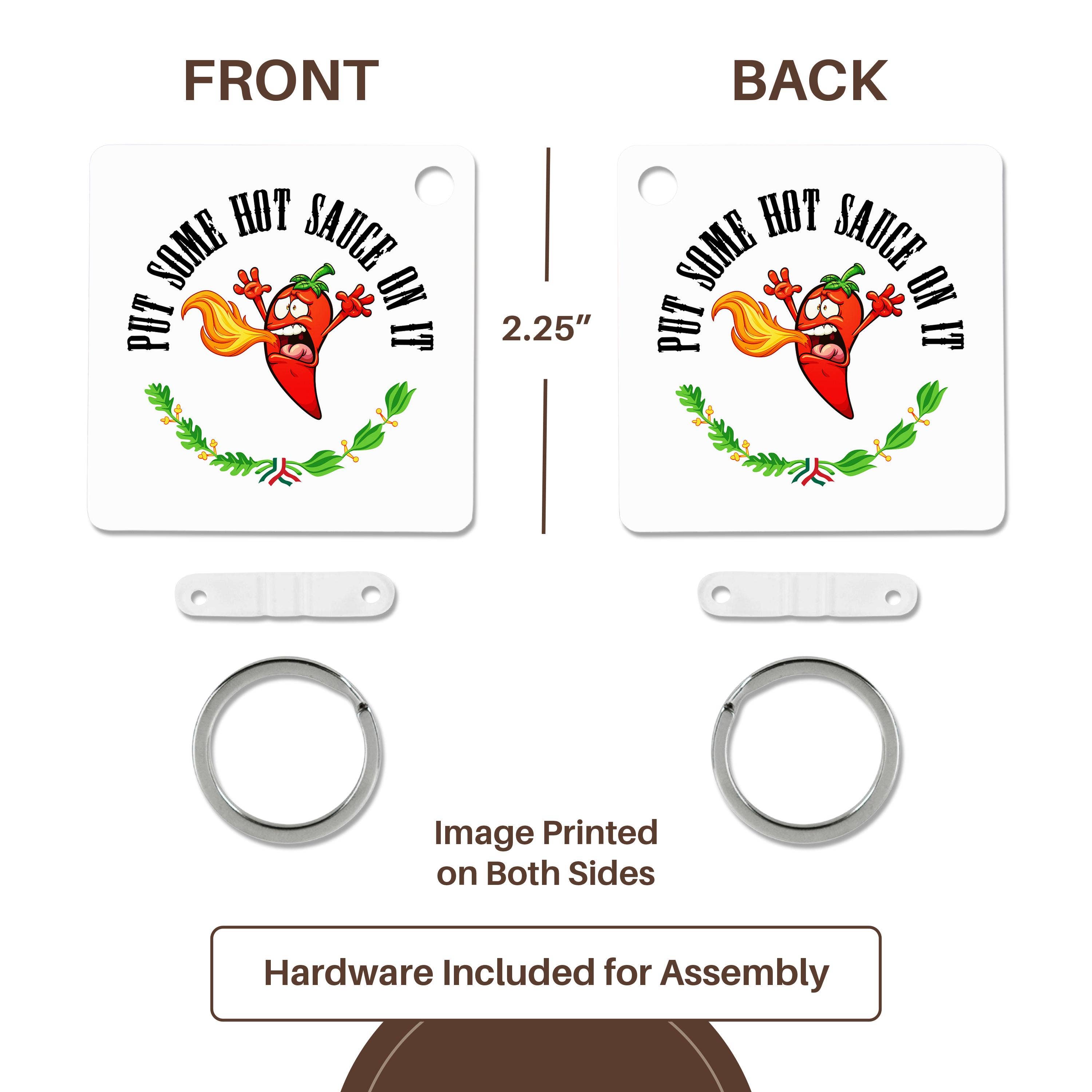 3dRose - Vente Porte-clés – unisexe - 3dRose, Drôle de piment fort crachant du feu Mettez de la sauce piquante dessus, Porte-clés4