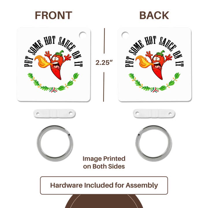 3dRose - Vente Porte-clés – unisexe - 3dRose, Drôle de piment fort crachant du feu Mettez de la sauce piquante dessus, Porte-clés4