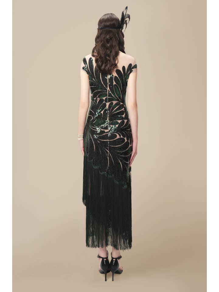 BABEYOND - Wholesale Gown - Women's - Captivating Fern Sequin Fringe Evening Gown