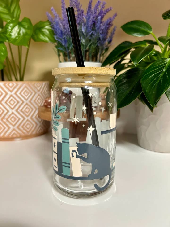 Book and Cat Lover Cup, Bookish Cup, Black Cat Cup for wholesale by MommyandMarie