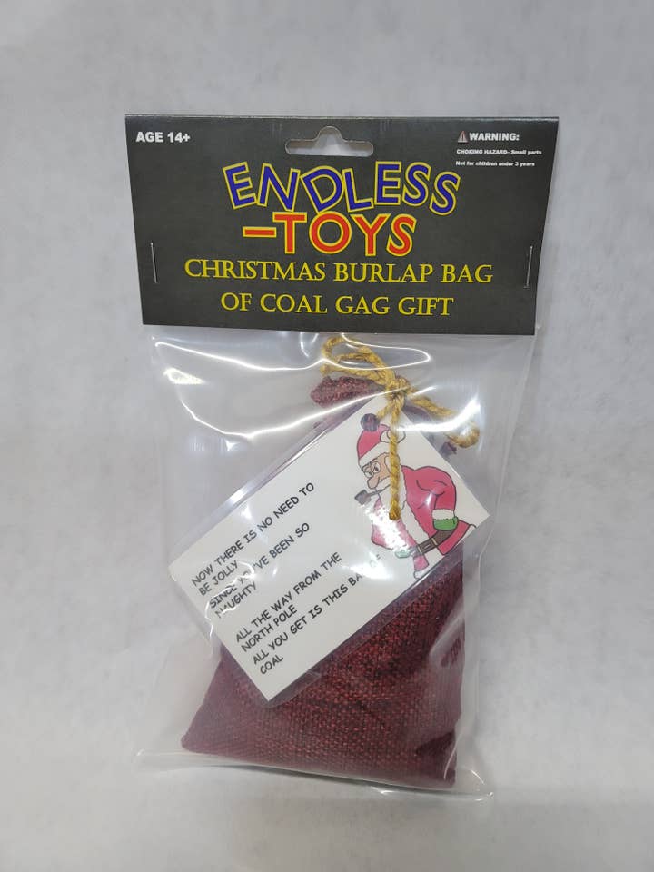 CHRISTMAS GAG GIFT BAG OF COAL for wholesale by Waterman's Loft Inc.