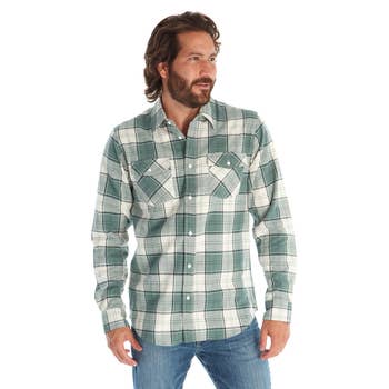 Heavywelght Flannel Shirt for Men by Muskox Flannels, Thick 100% Cotton Flannel Shirt in Dark Blue Check