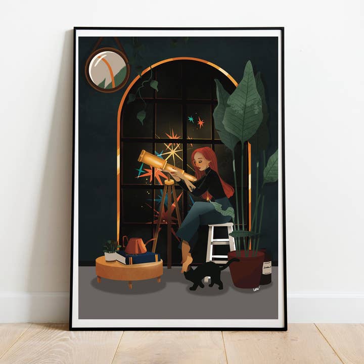 lesillustrationsdelou - Vente Affiche d'art - L'astronome