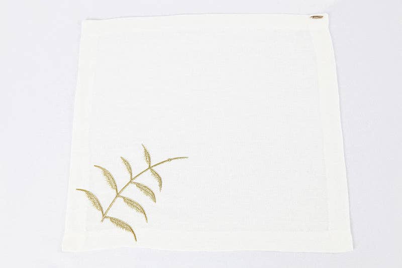 Tulip Haus - Wholesale Dinner & Cloth Napkin - Ramas Embroidery Linen Napkins, Gold, Turkish Handmade0