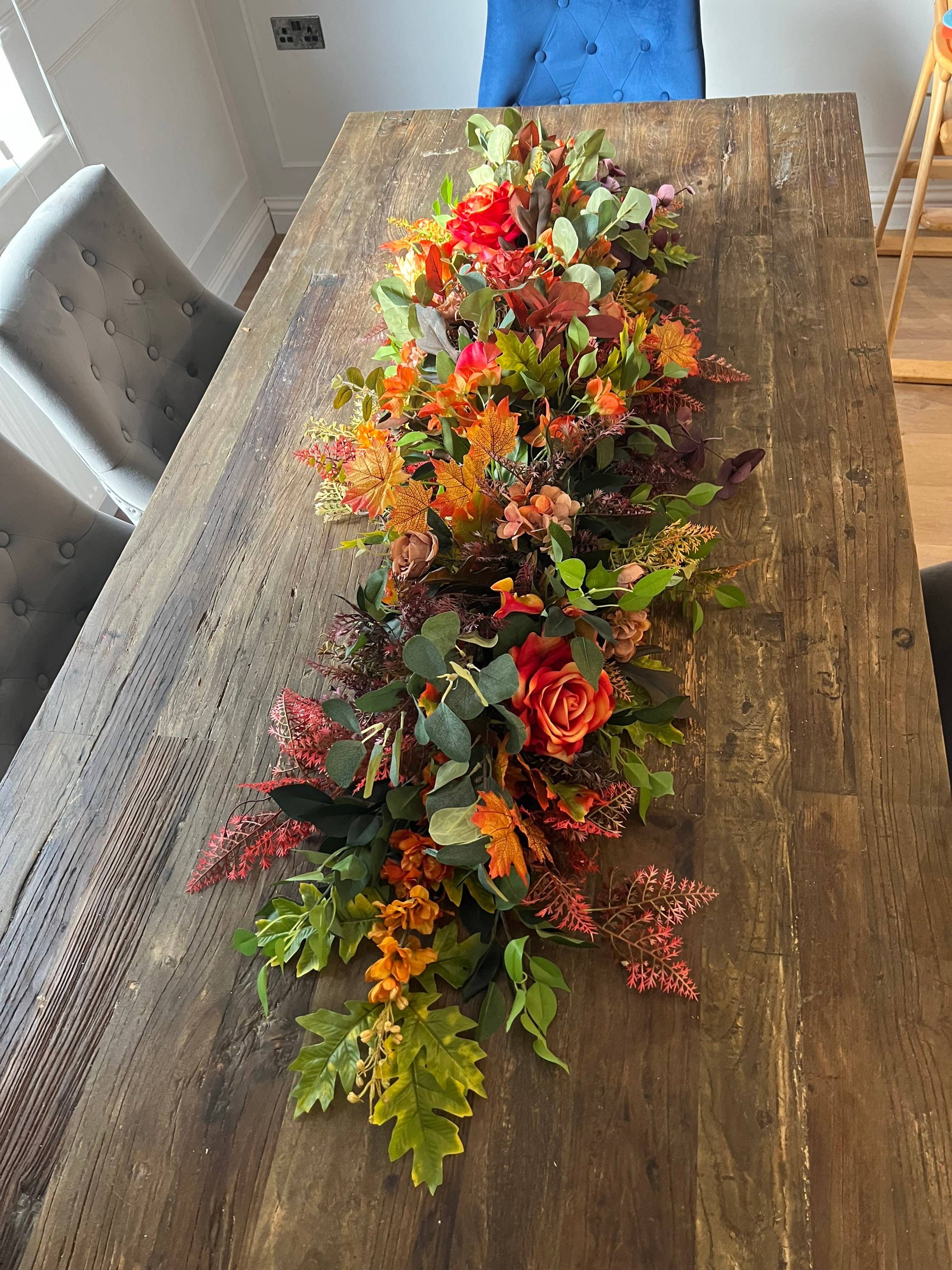IVY CRUZ - Wholesale Artificial Flowers - Fall Flower Swag, Fall Table Swag, Fall Table Arrangement1