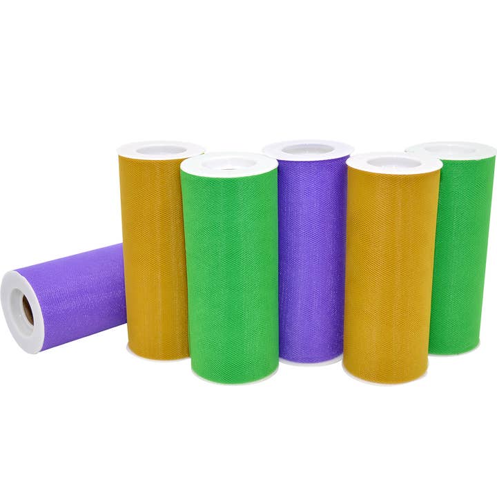 #1366 6-pack Mardi Gras Tulle - 150 Yd for wholesale by Morex Ribbon