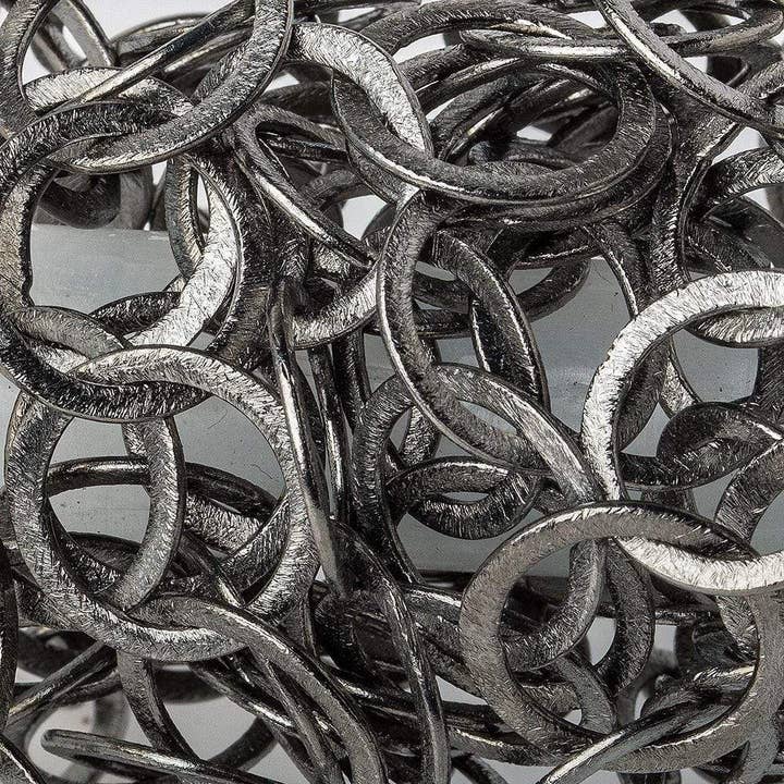 17 mm große, schwarz vergoldete, gebürstete, runde Gliederkette, am Fuß für den Großhandel von Beads of Cambay