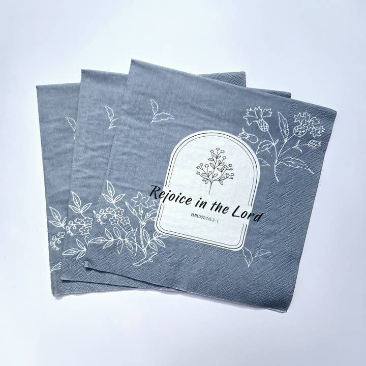 Rejoice In The Lord Paper Napkins | 20 ct Religious Napkins for wholesale by Pearls of Parchment