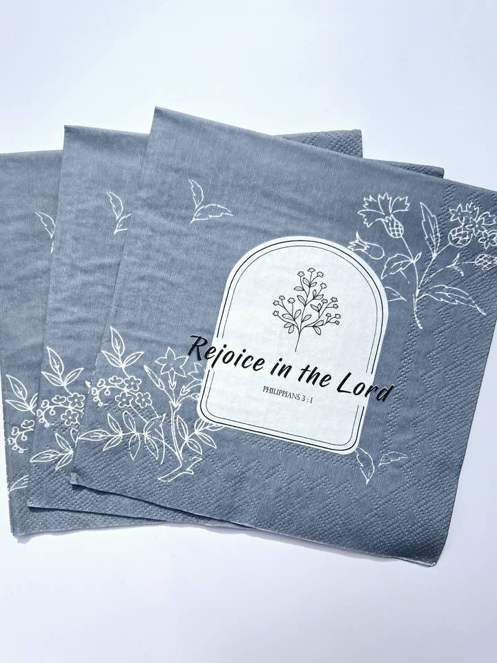 Rejoice In The Lord Paper Napkins | 20 ct Religious Napkins for wholesale by Pearls of Parchment