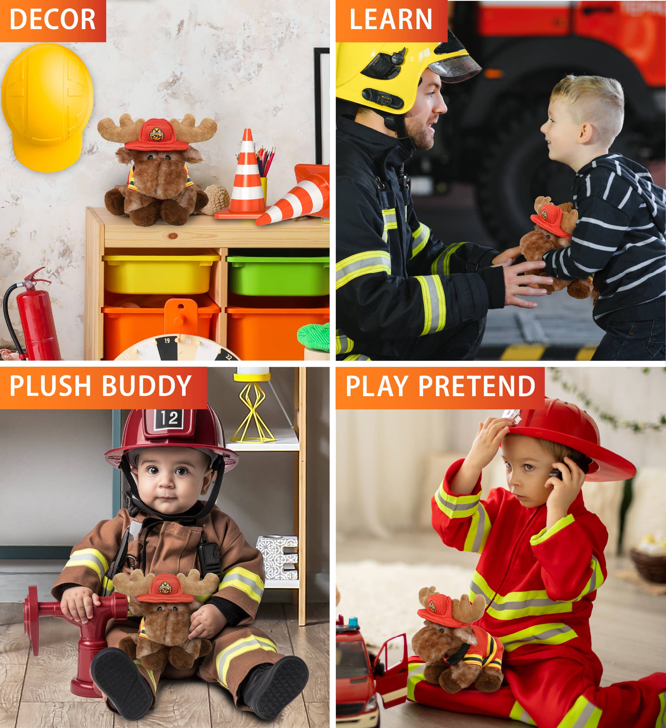 Cota Global - Wholesale Stuffed/Plush Toy - Kids & Baby - Plush Fireman - Super Soft Plush - Brown Lying Moose3