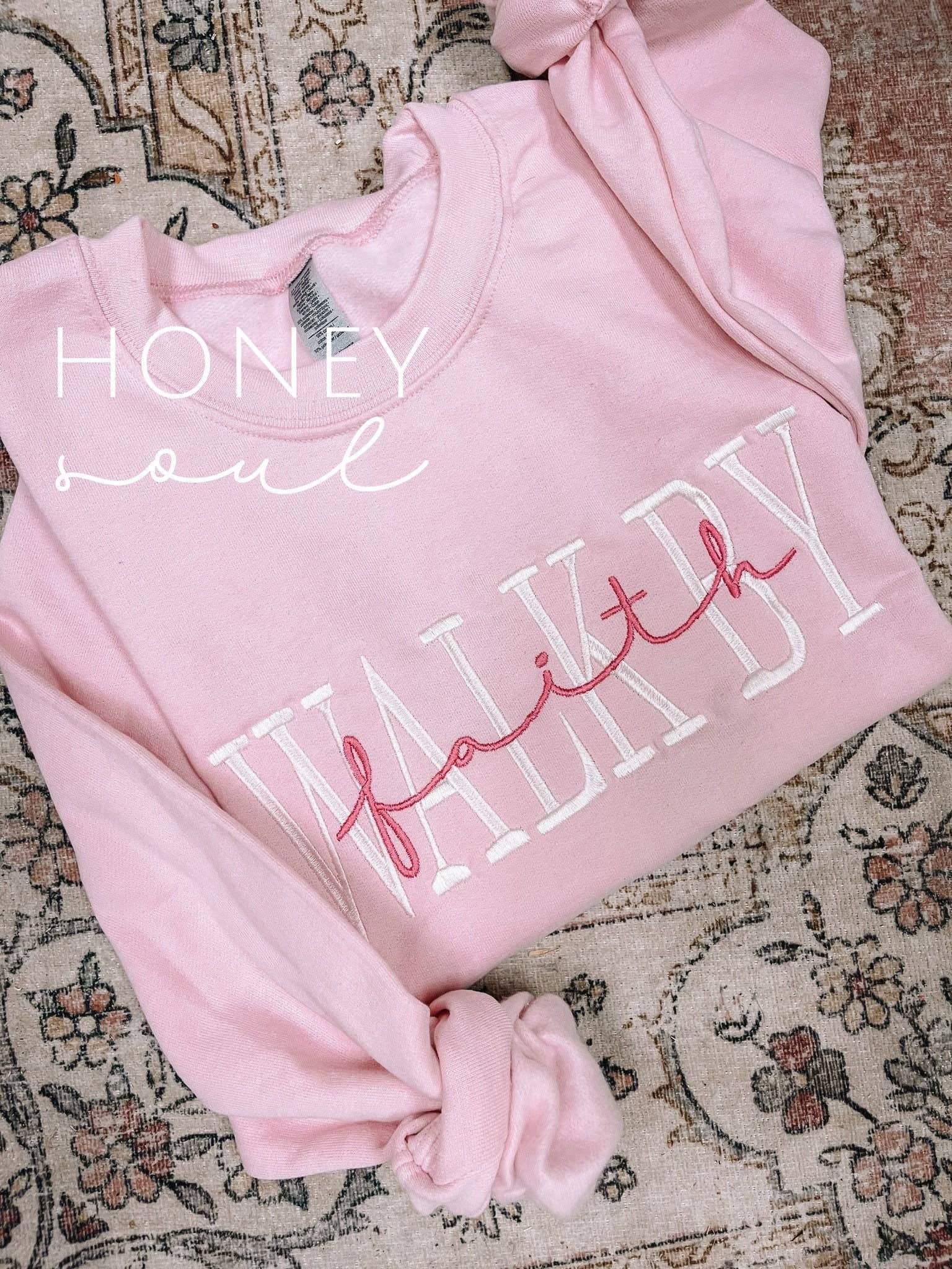 Honey Soul LLC - Wholesale Graphic Sweatshirt - Unisex - Embroidered Walk By Faith Sweatshirt3