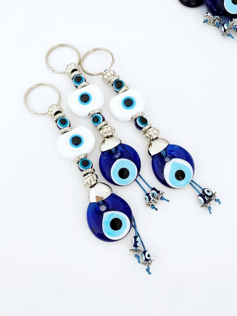 Evileyefavor - Wholesale Keychain - Women's - White Evil Eye Keychain, Blue Keychain, Evil Eye Bag Charm, Turkish Bead1