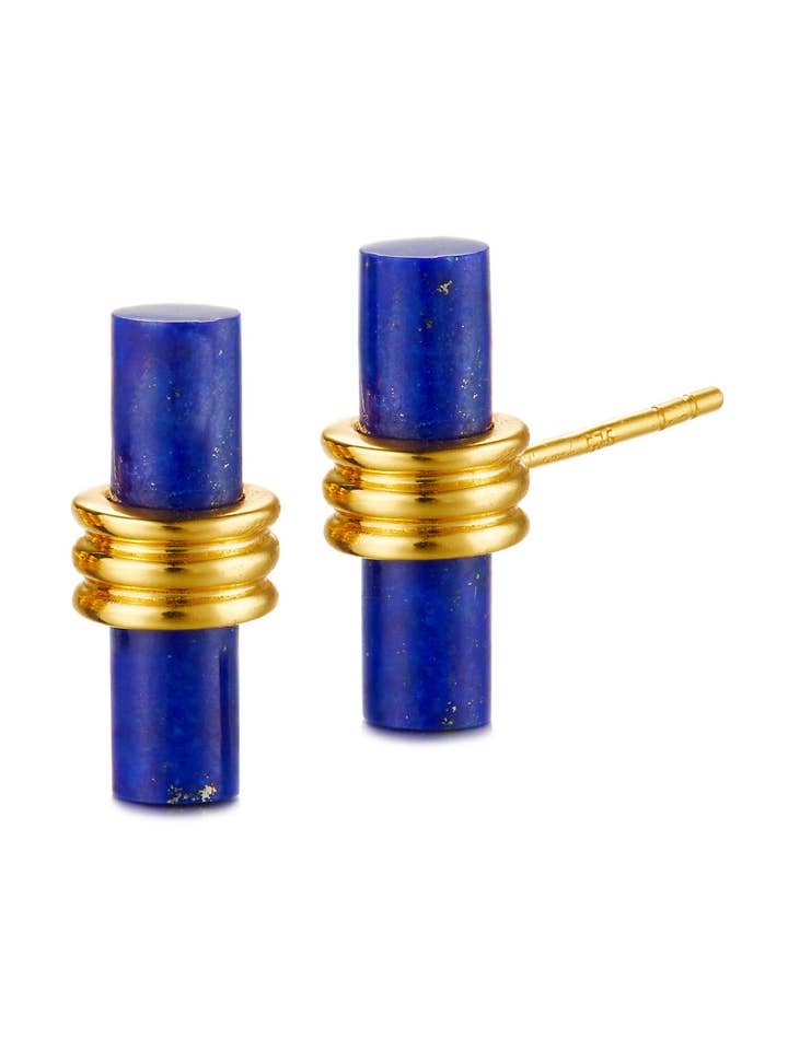 Ankh Blue Lapis Gold Vermeil Earrings for wholesale by Janus