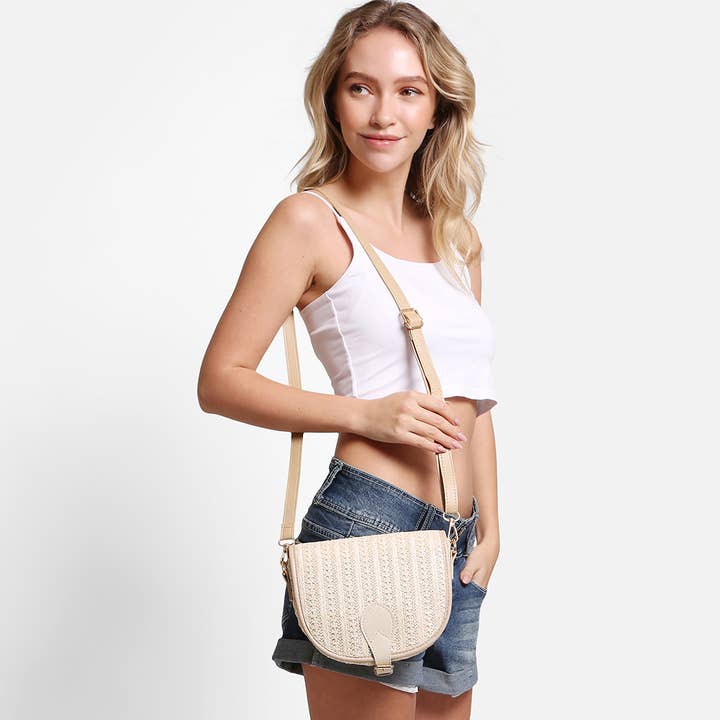 Fashion City - Wholesale Crossbody Bag - Women's - Straw Round Bottom Crossbody Summer Bag16