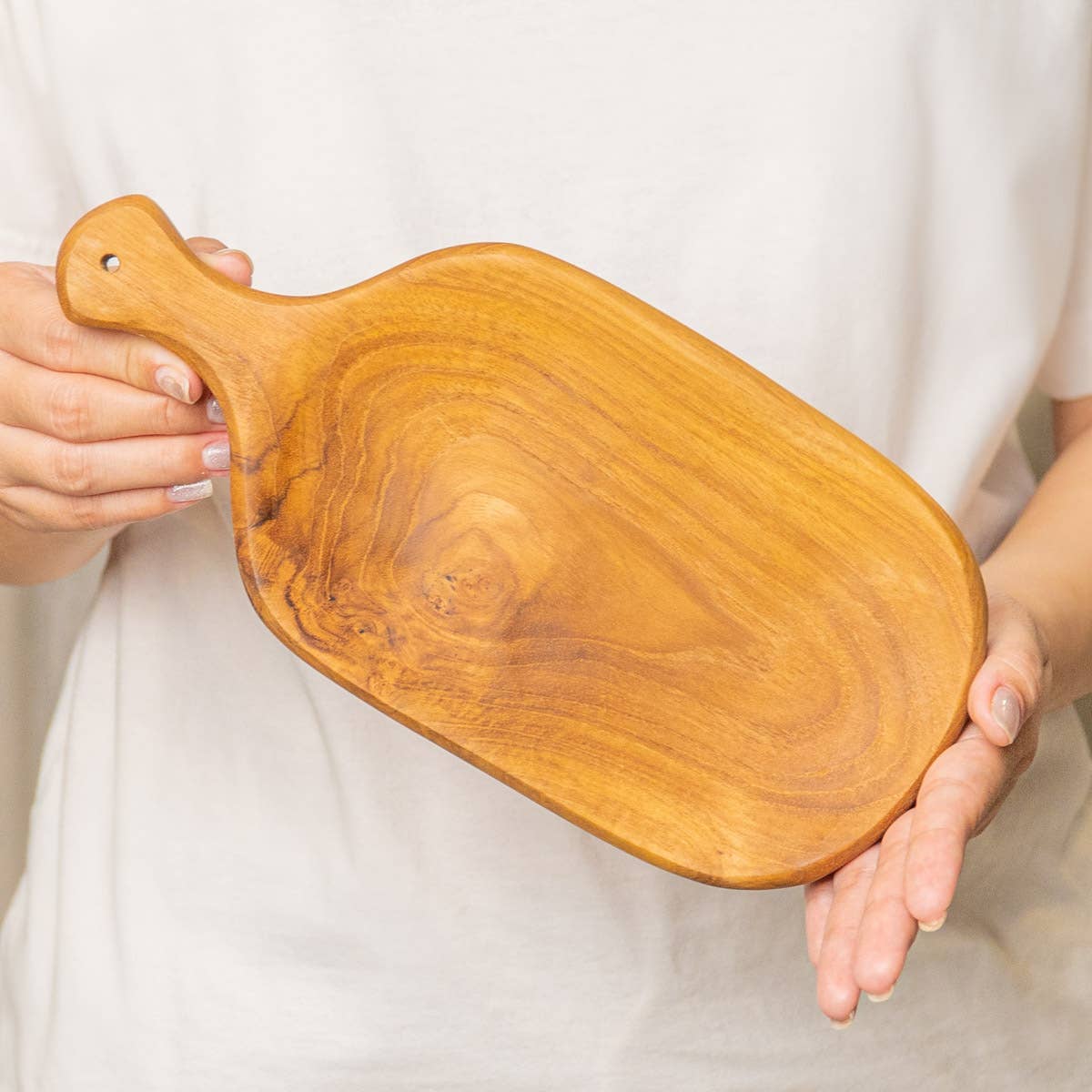 Rainforest Bowls - Wholesale Cutting Board - Curve Edge Rectangular Teak Wood Chopping Board (6" x 5")0