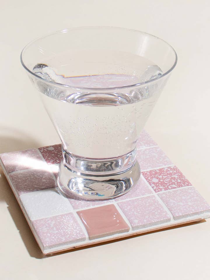 CERAMIC TILE COASTER - Pink Snow for wholesale by Subtle Art Studios