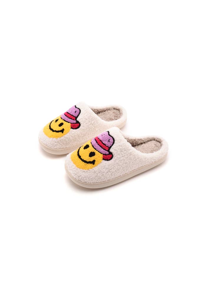 Cowboy Chaussons douillets en peluche avec motif sourire cowboy/cowgirl en vente sur Faire