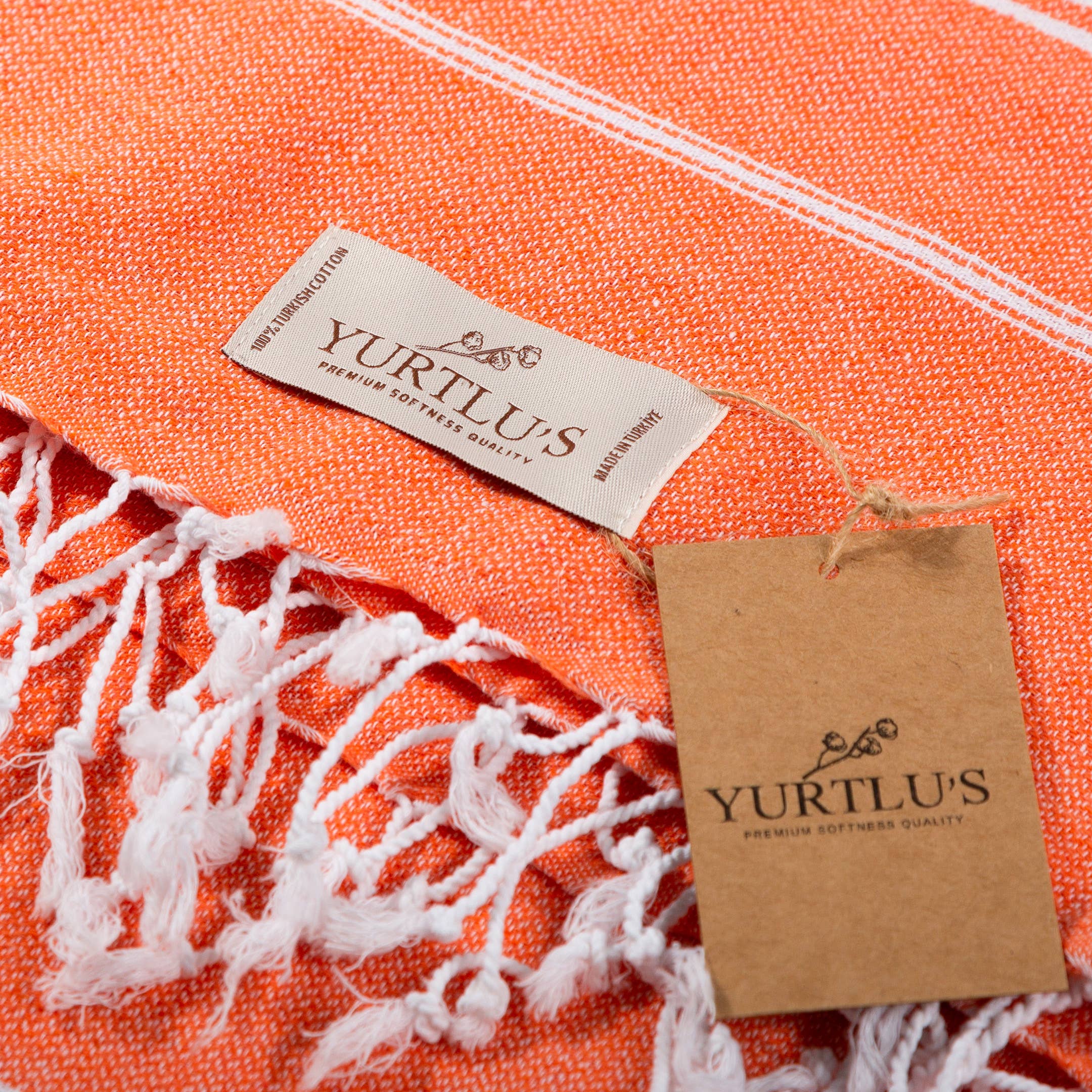 YURTLUS - Wholesale Strandlaken - YURTLU'S Minimalistische Turkse handdoek van 38"x72", sterk absorberend - oranje1