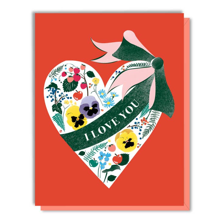 I Love You Floral Heart Card for wholesale by Driscoll Design