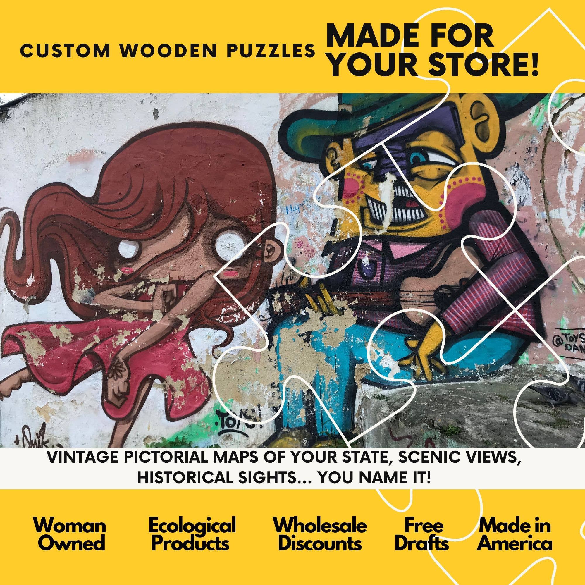 WAWW Artisanal Wooden Puzzles - Wholesale Puzzle - Adult - WOLF wooden jigsaw Puzzle | 23" Whimsies | Animal Totem9