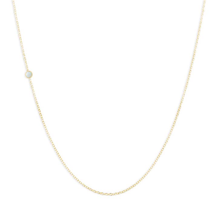 14K Gold Asymmetrical Birthstone Necklace - Opal (October) for wholesale by Maya Brenner