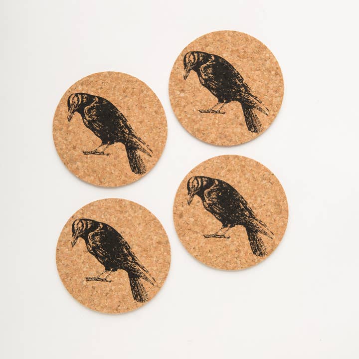 Crow Cork Coaster | Handmade | Eco-Friendly Cork for wholesale by Counter Couture