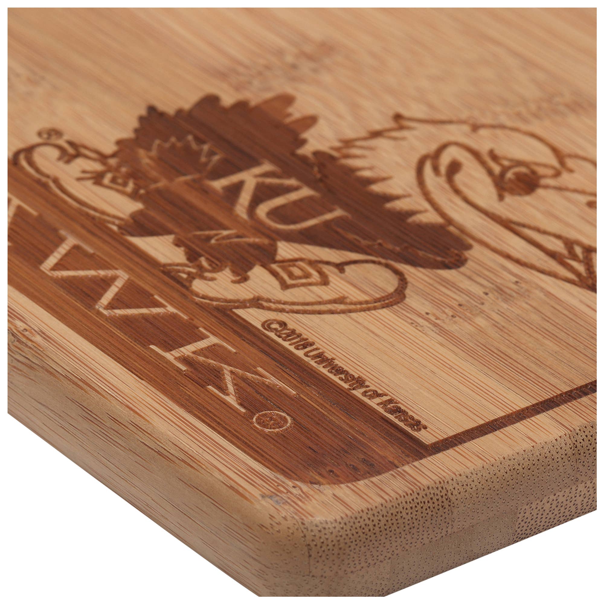 Open Road Brands, LLC - Wholesale Cutting Board - University of Kansas Rock Chalk Jayhawk Bamboo Cutting Board3