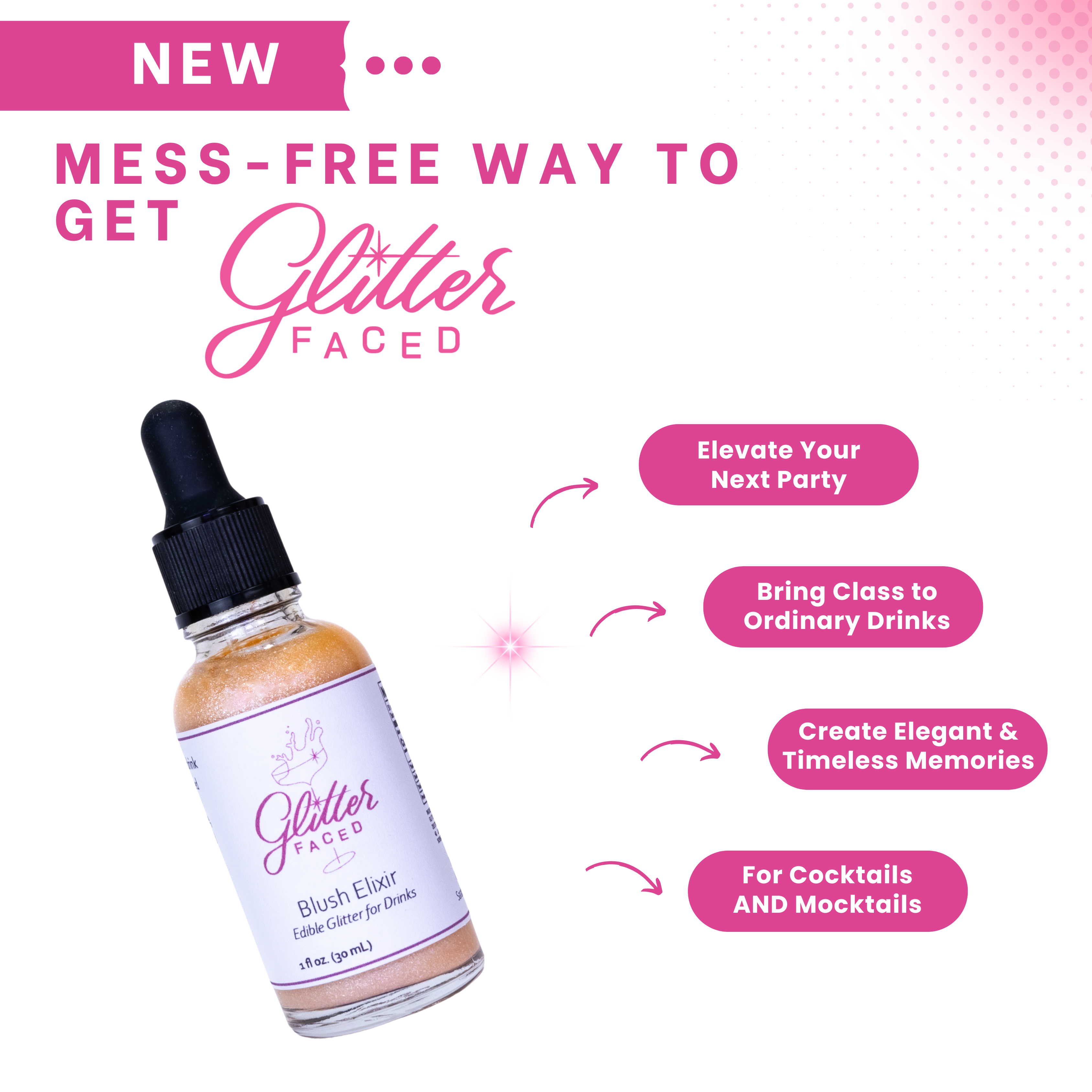 Glitter Faced - Wholesale Cocktail Mix/Syrup - Blush - Edible Glitter For Drinks3