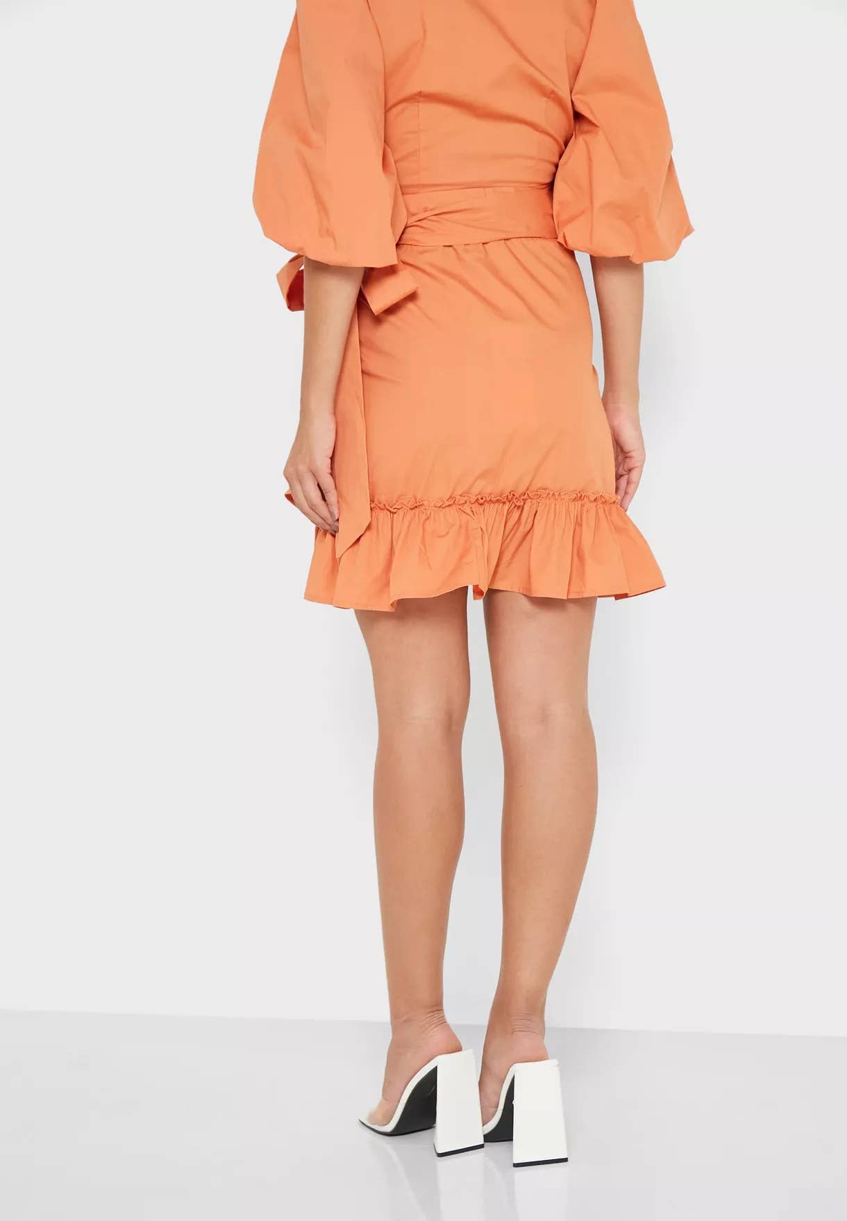 Rust Jacinta Puff Sleeve Crop Wrap Top for wholesale on Faire2