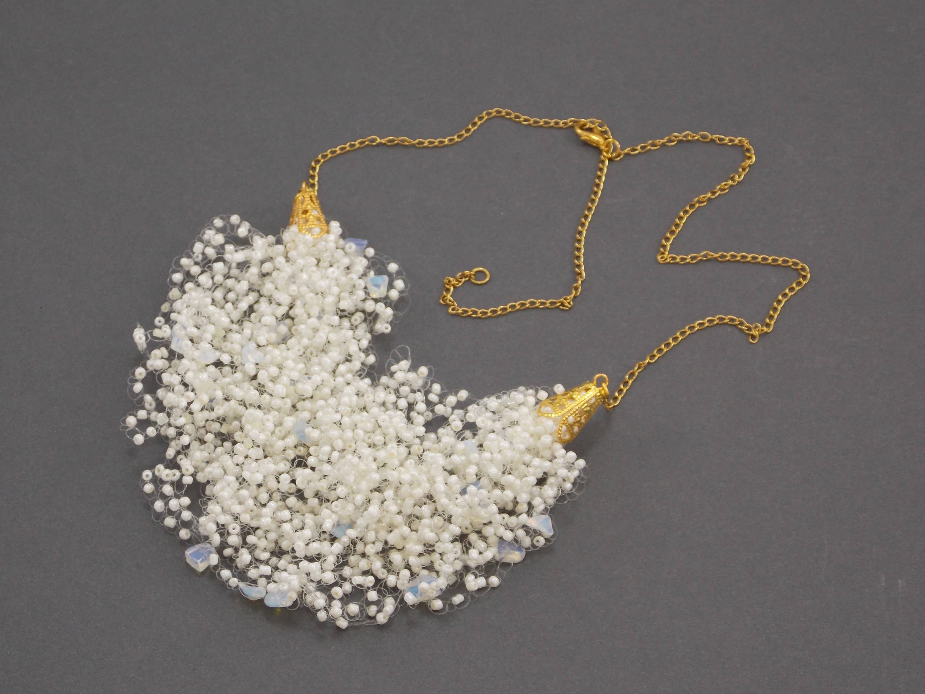 Ninolia - Vendita all'ingrosso Collane di perline/perle - Collana di pietra di luna con perline di pietre preziose di luna e perla beige regalo di San Valentino per fidanzata elegante stratificazione delicata lunghezza personalizzata1