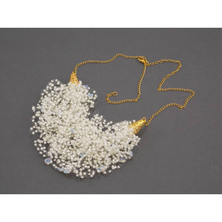 Ninolia - Vendita all'ingrosso Collane di perline/perle - Collana di pietra di luna con perline di pietre preziose di luna e perla beige regalo di San Valentino per fidanzata elegante stratificazione delicata lunghezza personalizzata1